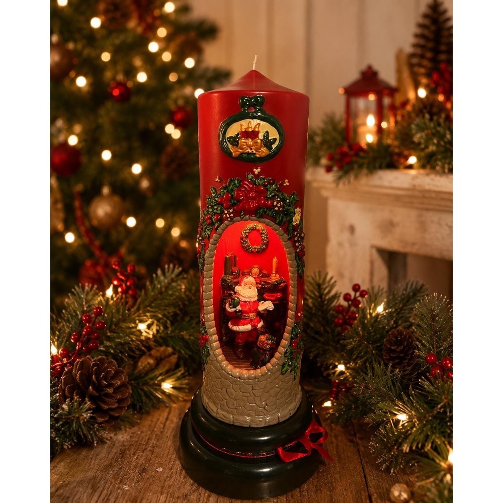 Vintage Candle-Lite Santa Workshop Electric Christmas Candle Lighted Decor Box